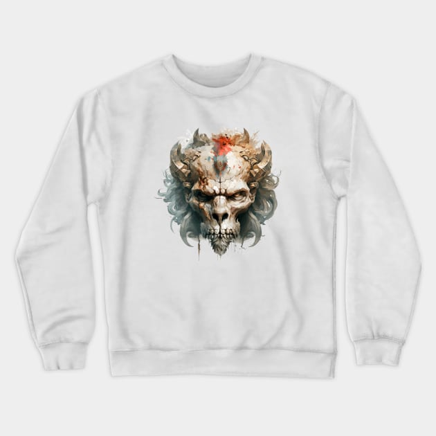 Skull Wild Life Painting Dark Character Spirit Crewneck Sweatshirt by Cubebox